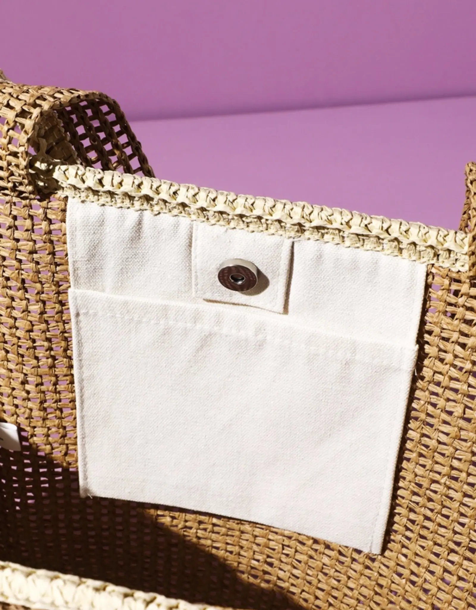 Two-Toned Woven Straw Tote Bag