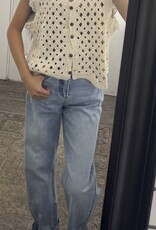 Sweet Lovely By Jen Open Knit Button Front Top