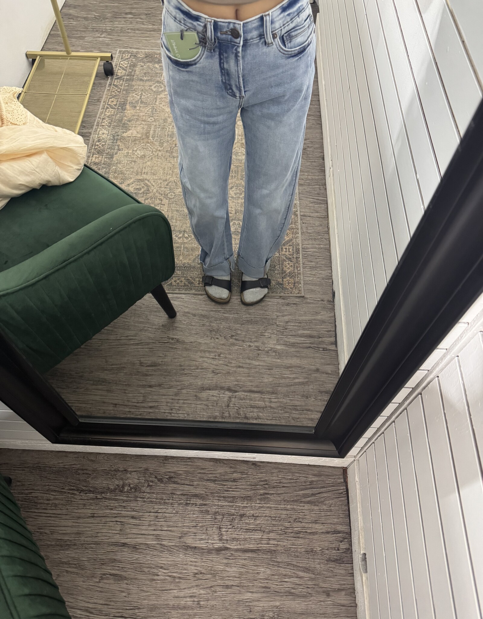 Saige Denim High Rise Straight Leg With Cuff