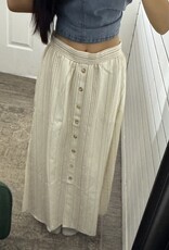 Blu Pepper Stripe Mock Button Down Midi Skirt