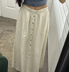 Blu Pepper Stripe Mock Button Down Midi Skirt