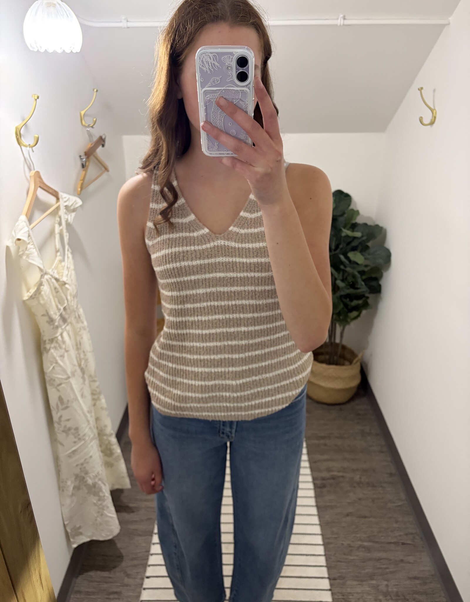 Sweet Lovely By Jen Stripe Knit Tank