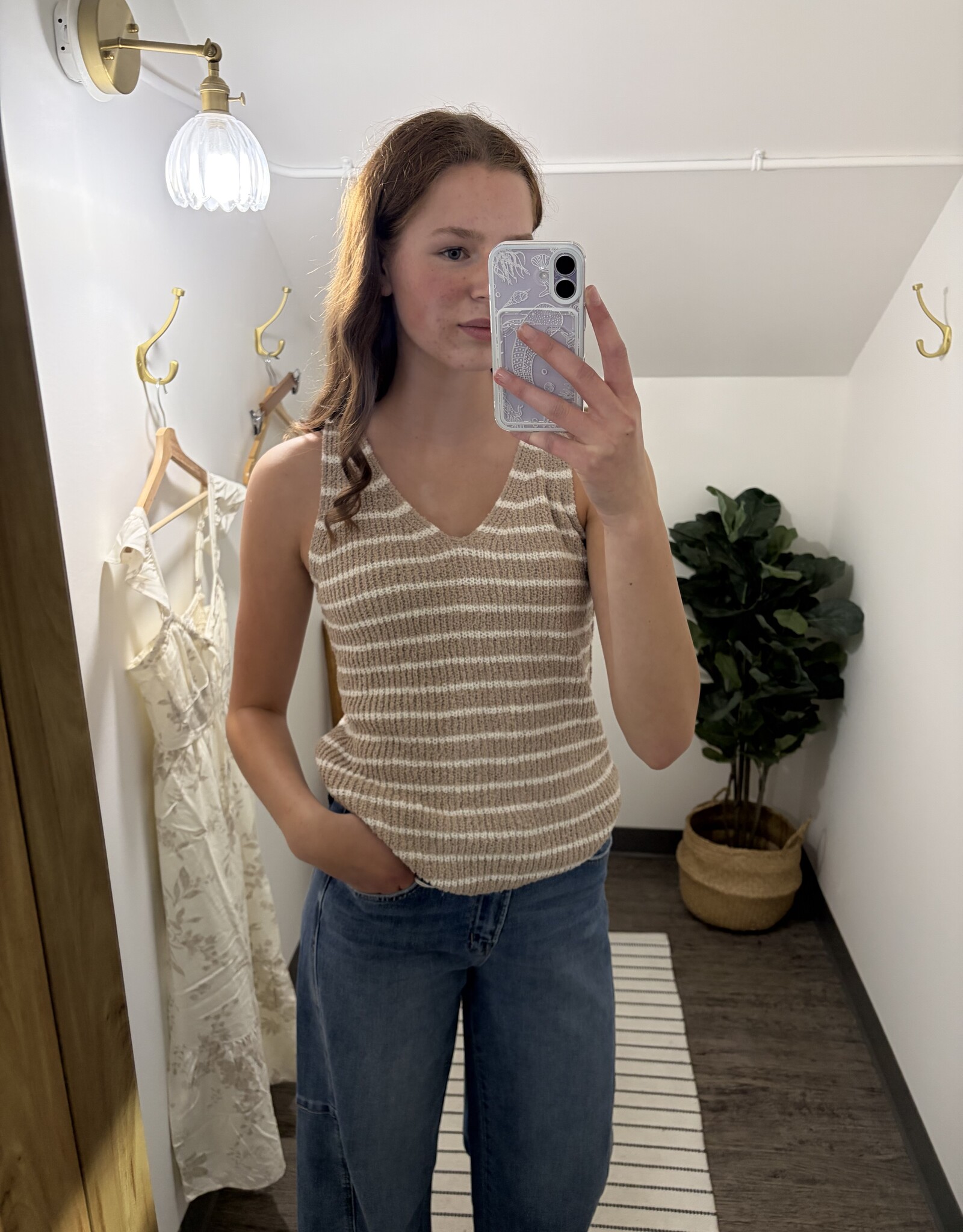 Sweet Lovely By Jen Stripe Knit Tank