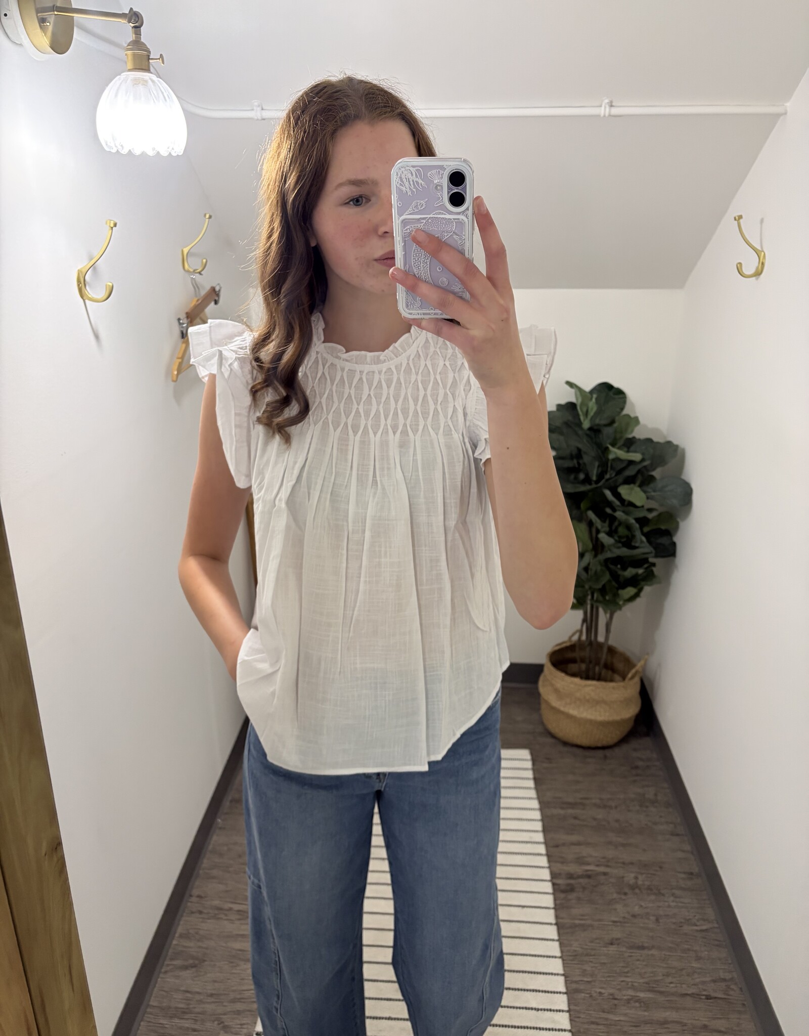 Sweet Lovely By Jen Smocked Ruffle Top