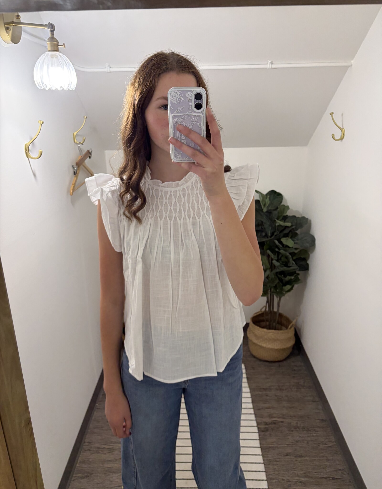 Sweet Lovely By Jen Smocked Ruffle Top