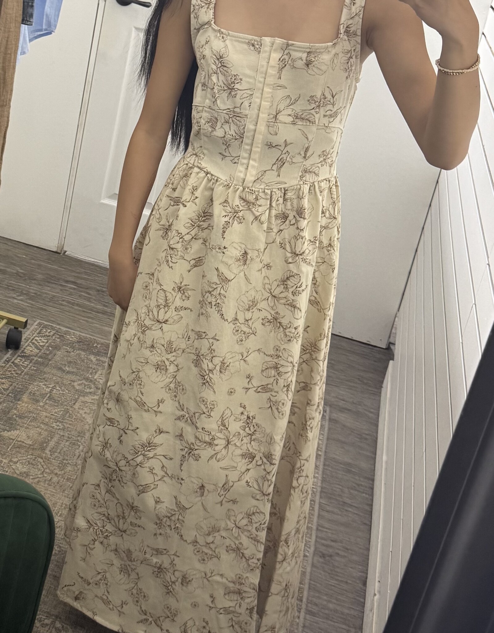 Blu Pepper Floral Sleeveless Front Hook Midi Dress
