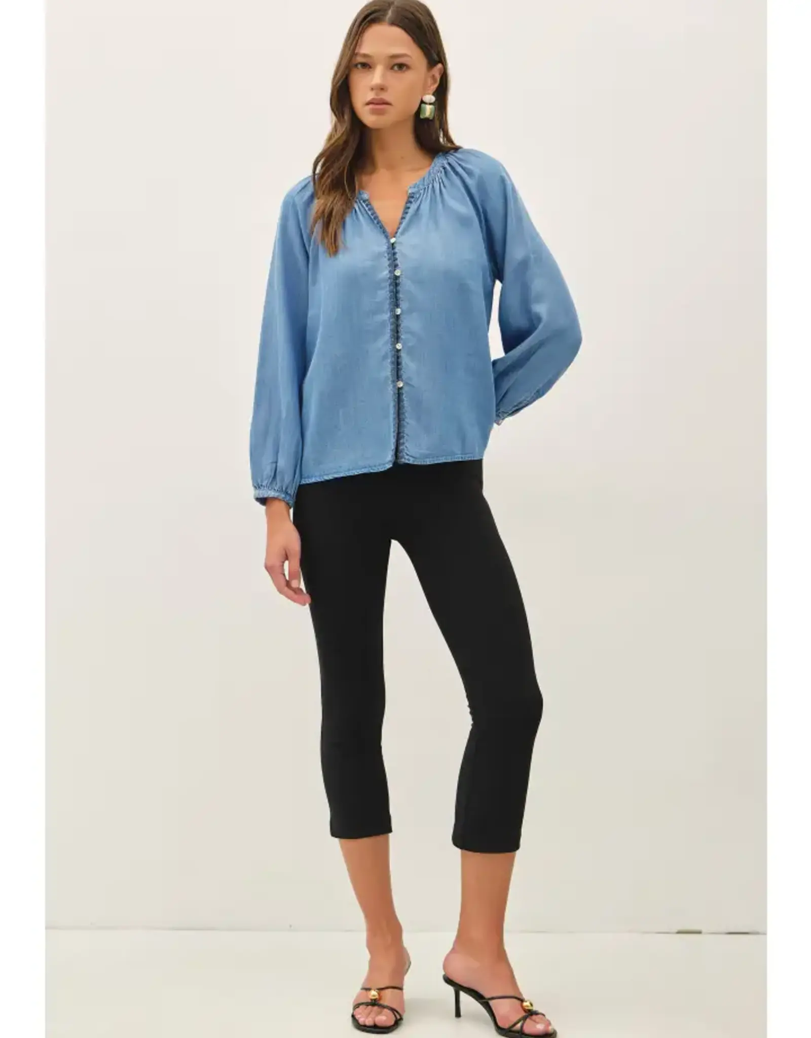 Whipstitch Denim Tencel Top