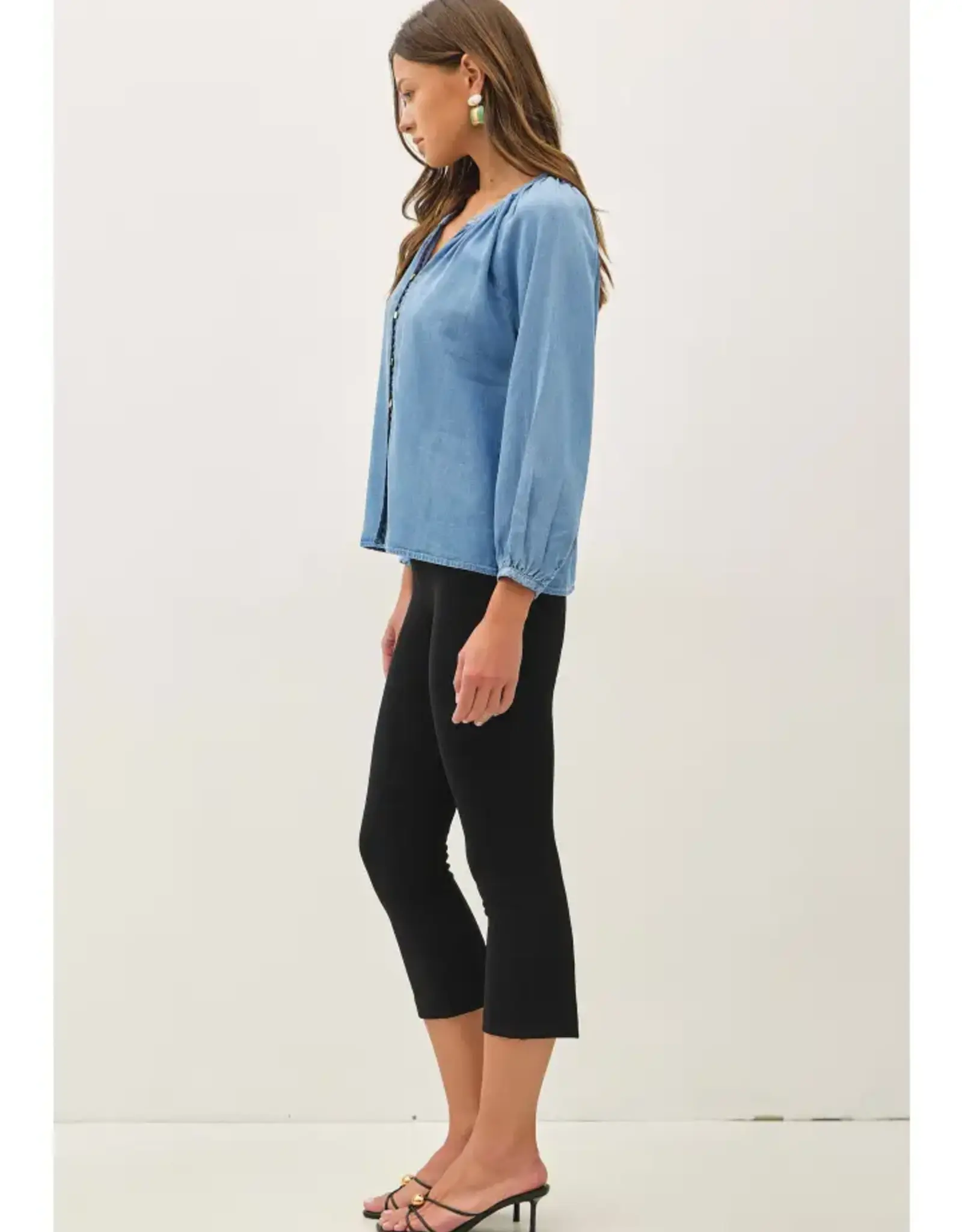 Whipstitch Denim Tencel Top