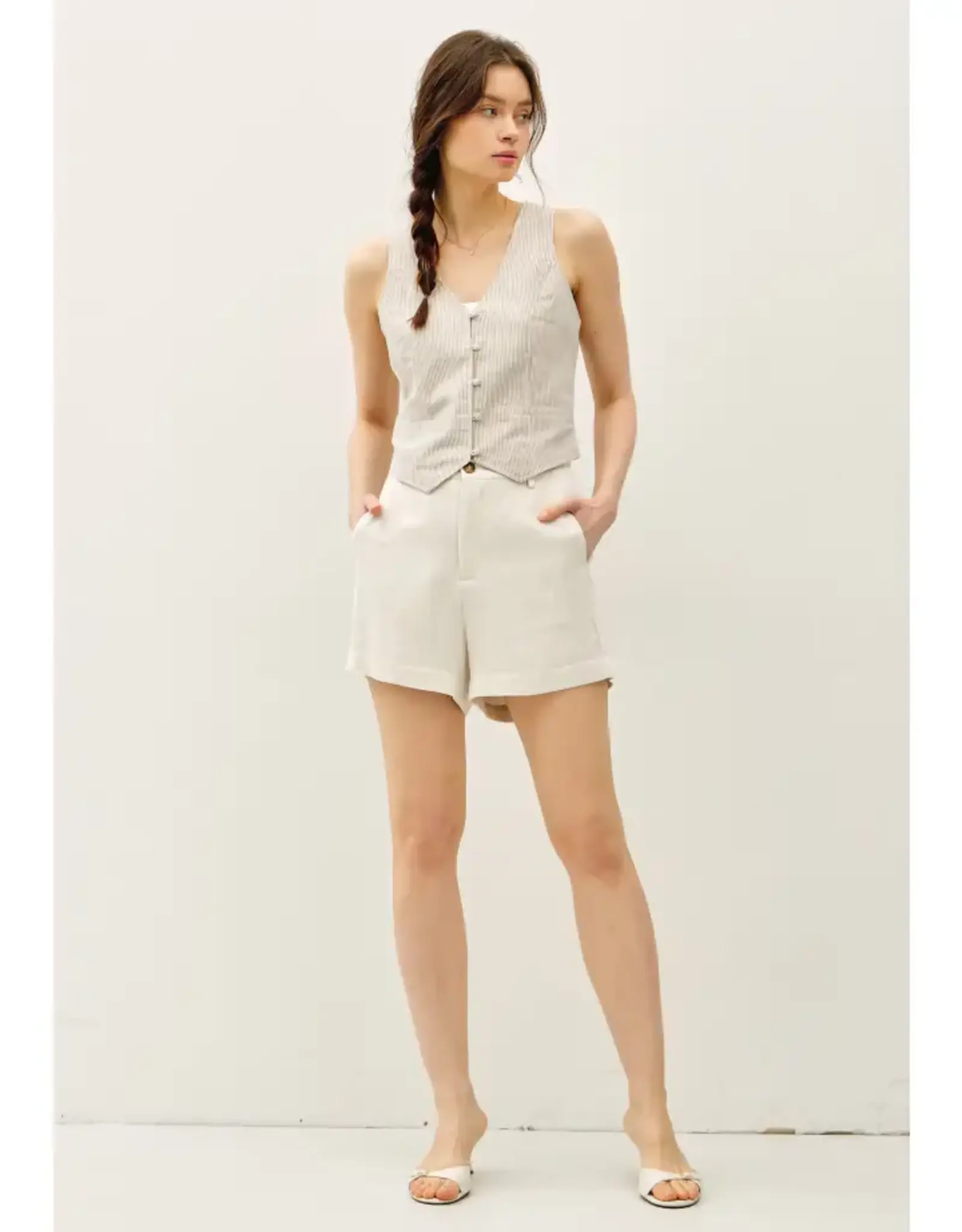 Stripped Button Up Vest