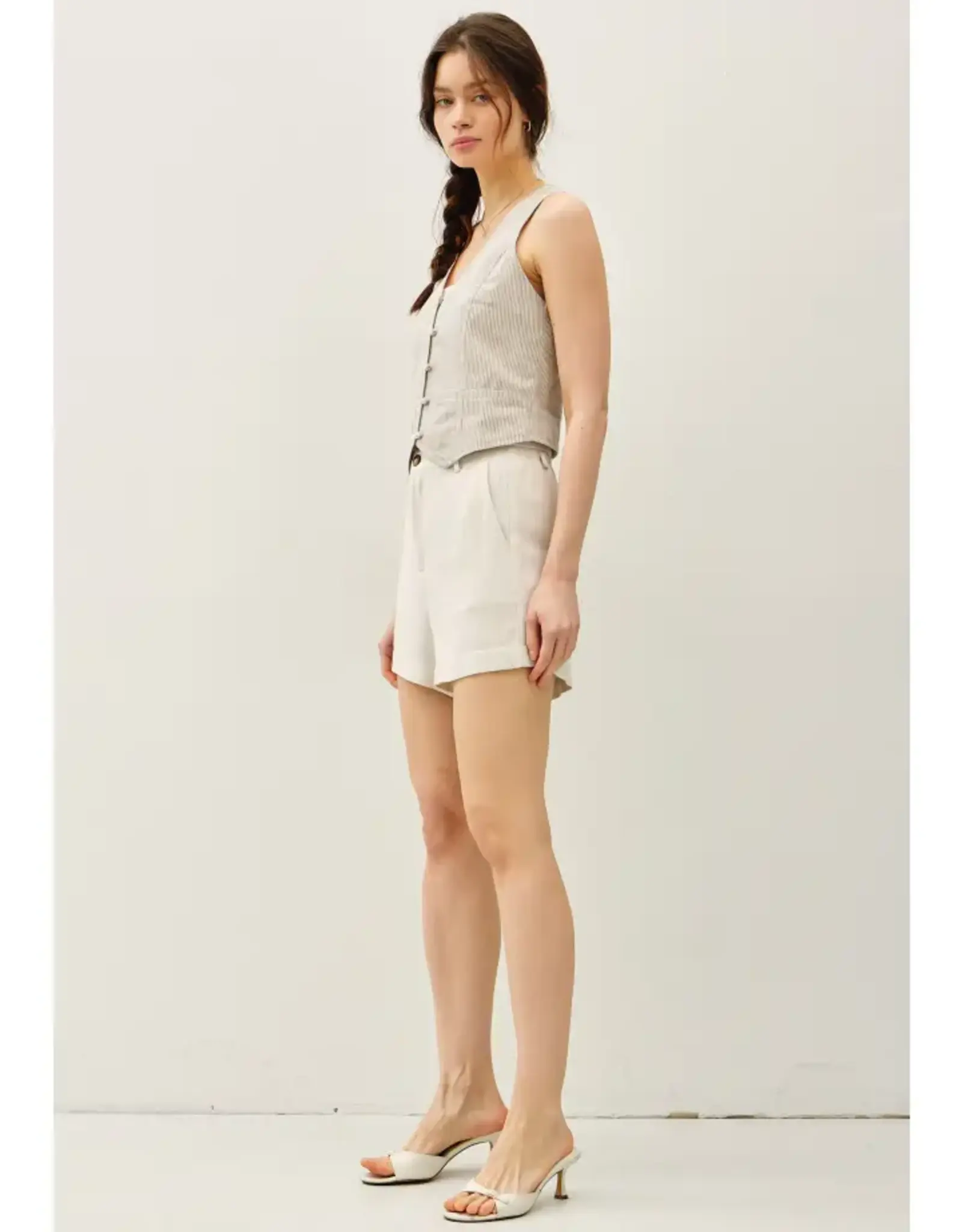 Stripped Button Up Vest