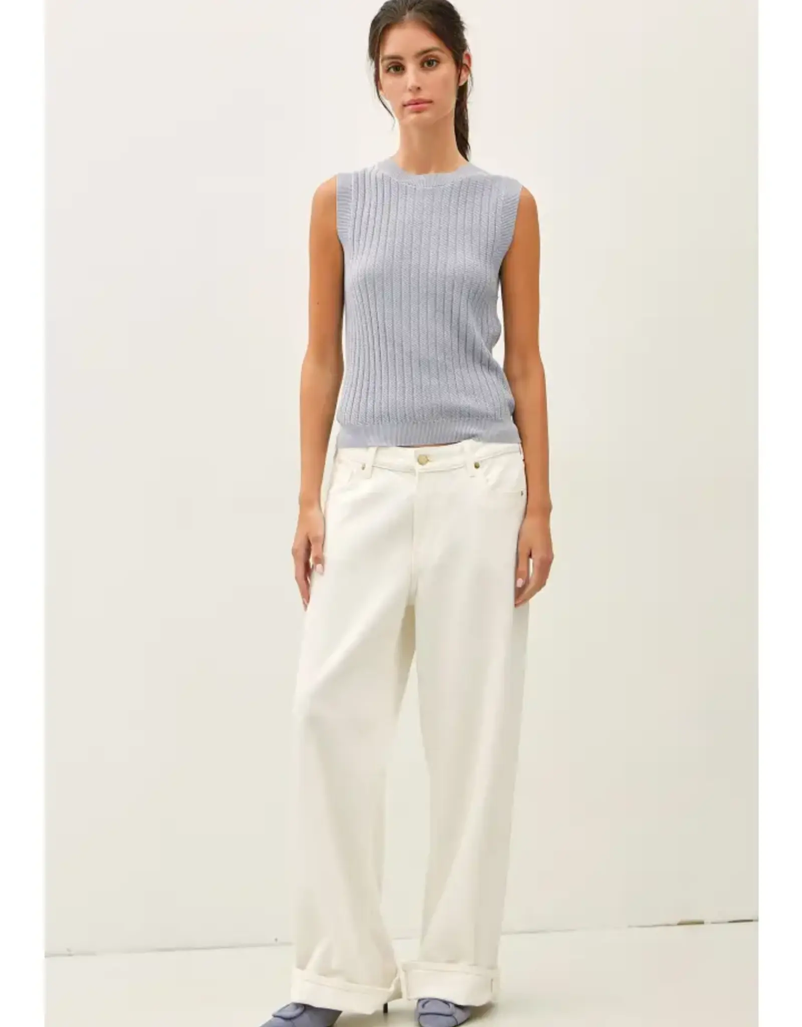 Classic Cut Ribbed Sweater Tank