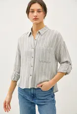 Cotton Stripped Button Up Top