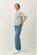 Cotton Stripped Button Up Top