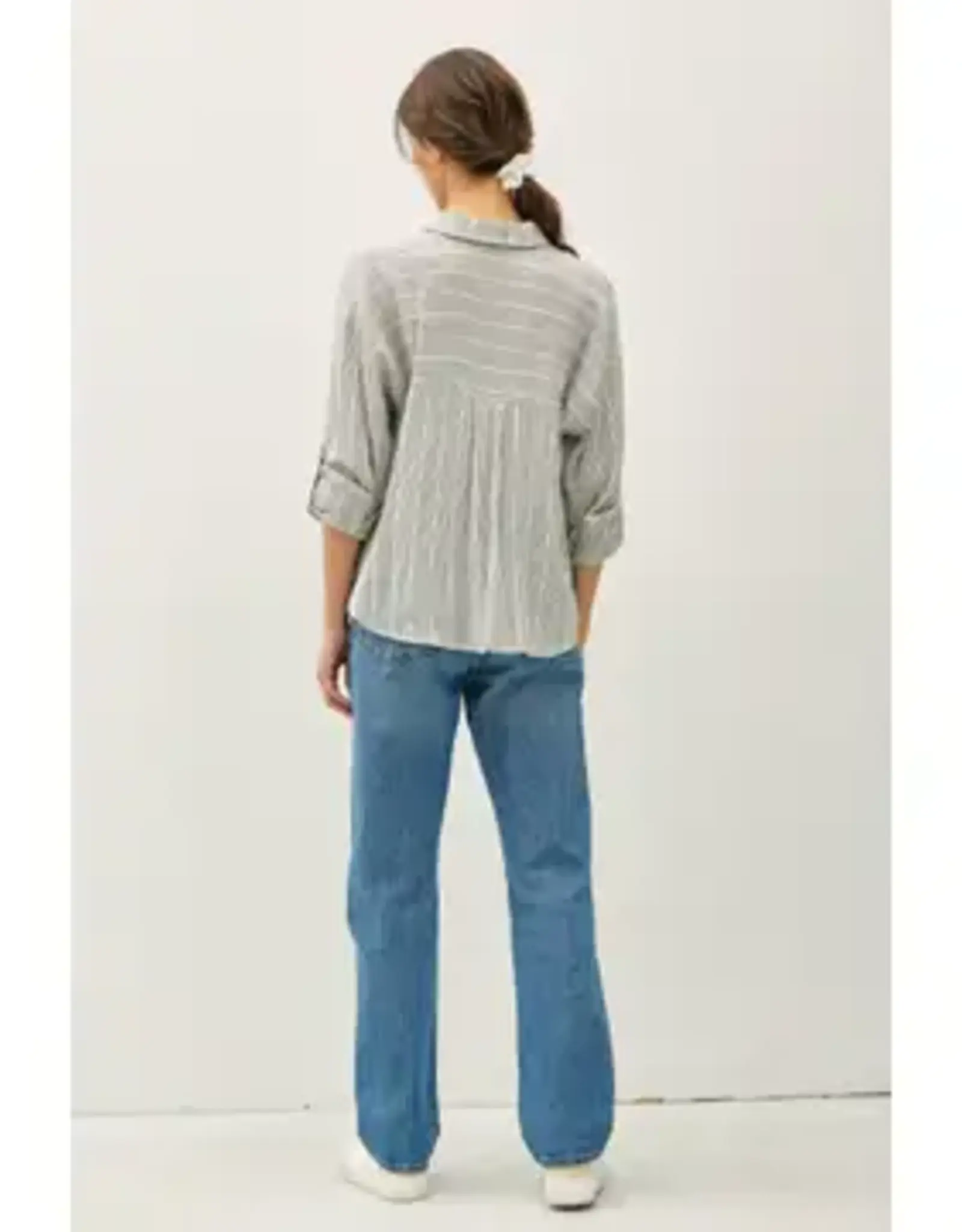 Cotton Stripped Button Up Top
