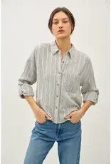 Cotton Stripped Button Up Top
