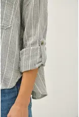 Cotton Stripped Button Up Top