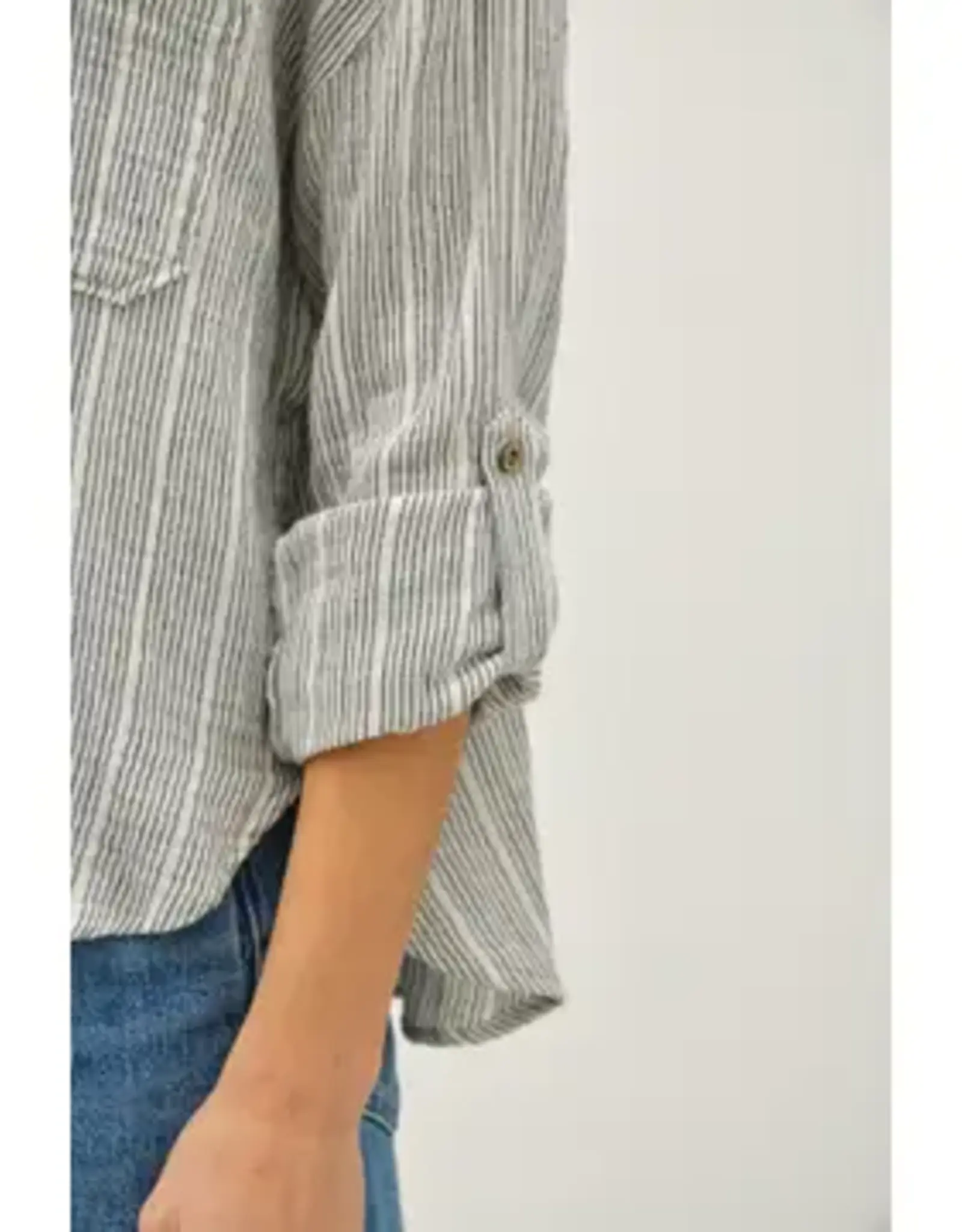 Cotton Stripped Button Up Top