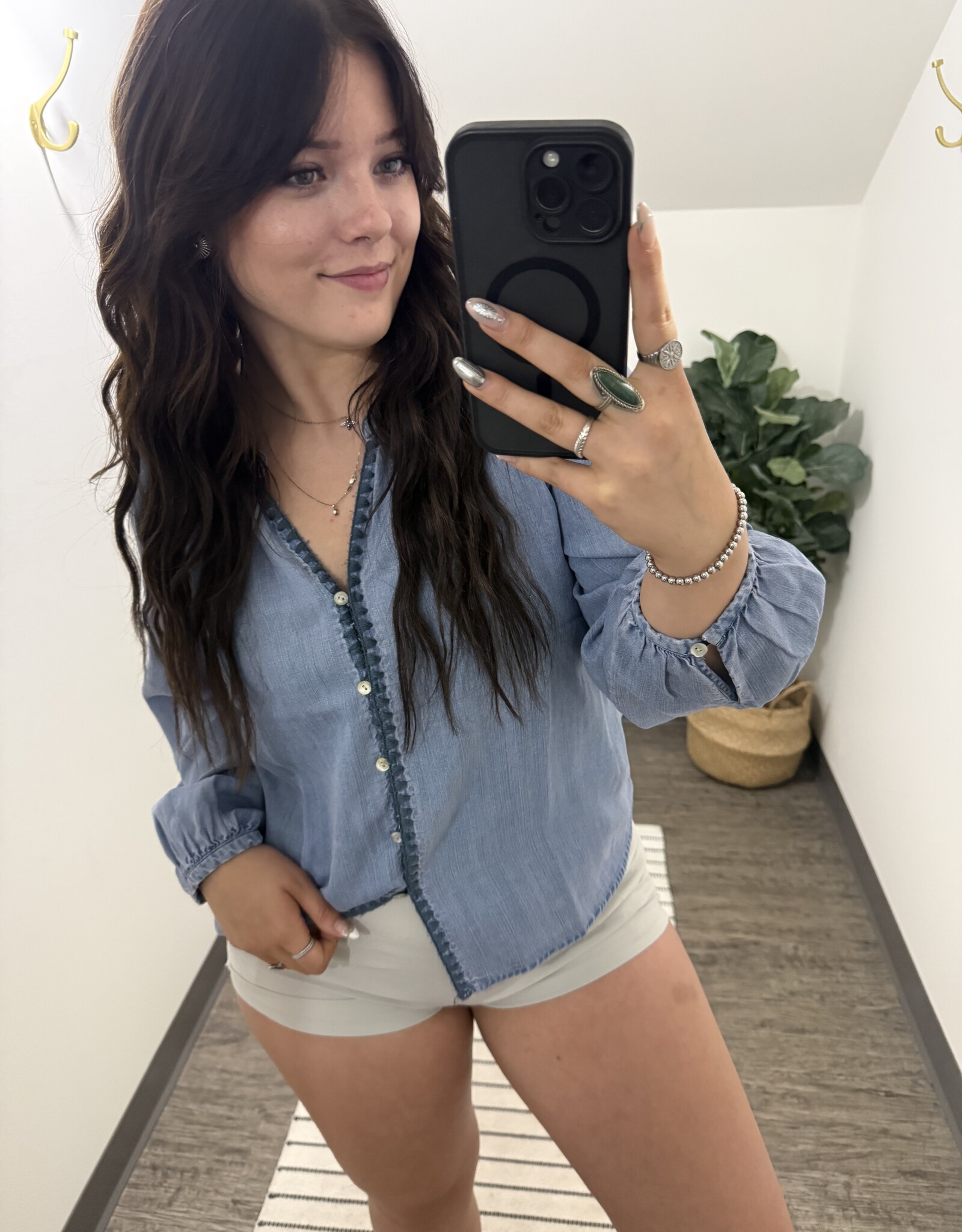Whipstitch Denim Tencel Top