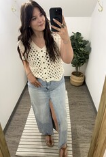 Sweet Lovely By Jen Open Knit Button Front Top