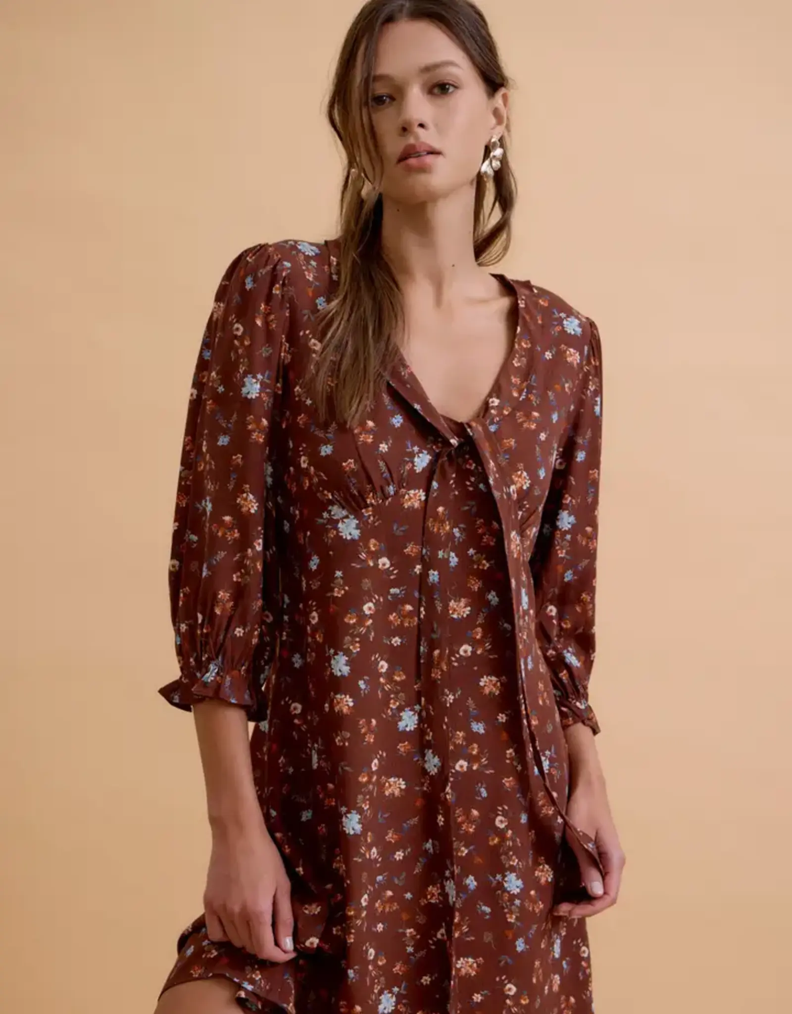 Tie Front Ditsy Mini Dress