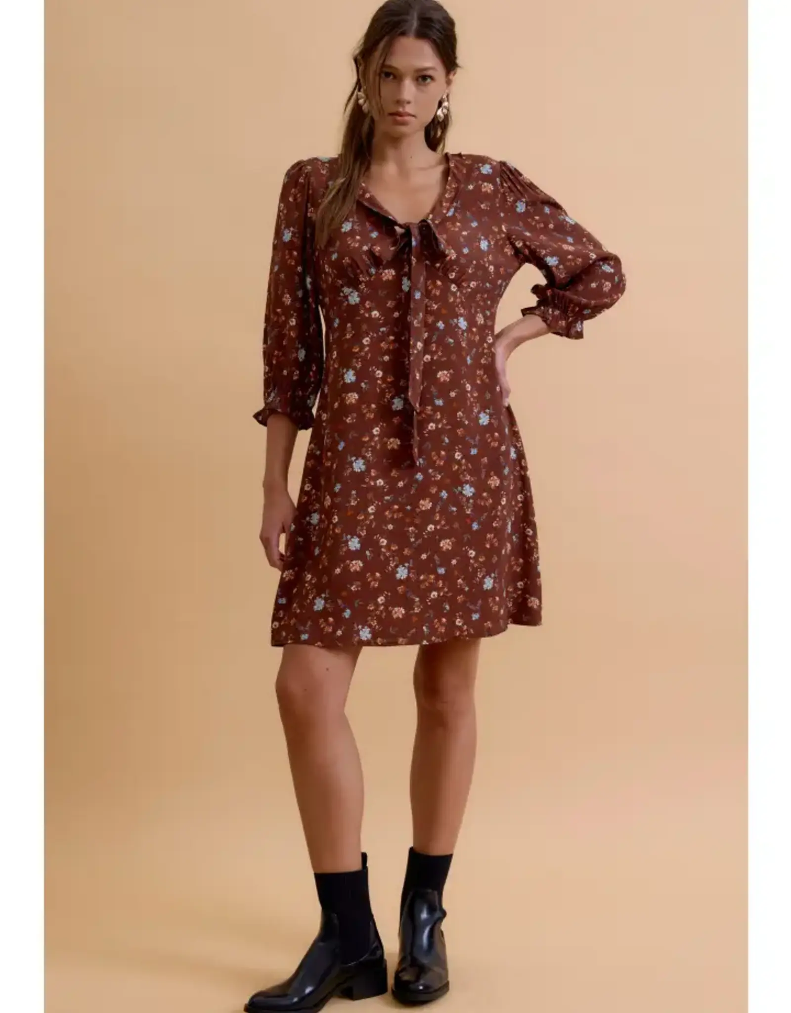 Tie Front Ditsy Mini Dress