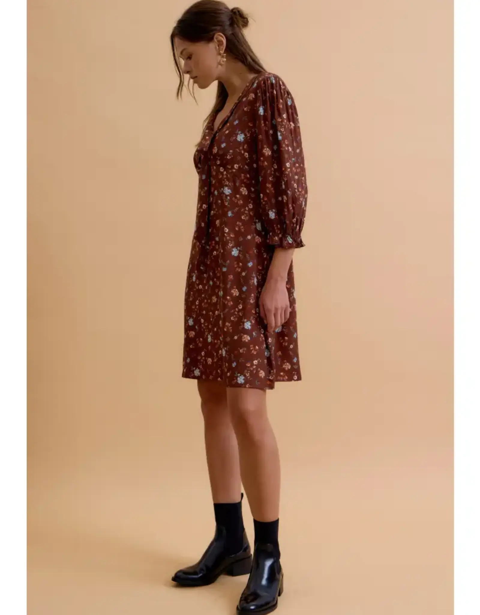 Tie Front Ditsy Mini Dress