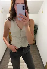 Stripped Button Up Vest