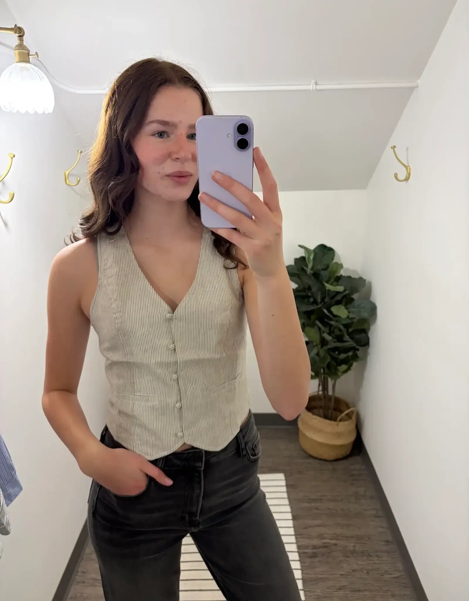 Stripped Button Up Vest