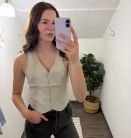 Stripped Button Up Vest