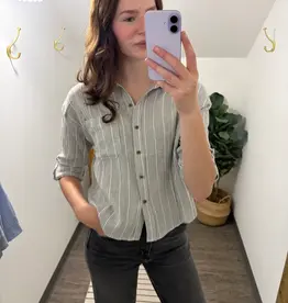 Cotton Stripped Button Up Top
