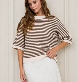 Blu Pepper Stripped Half Sleeve Sweater