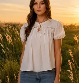 Blu Pepper Embroidered Lace Trim Top