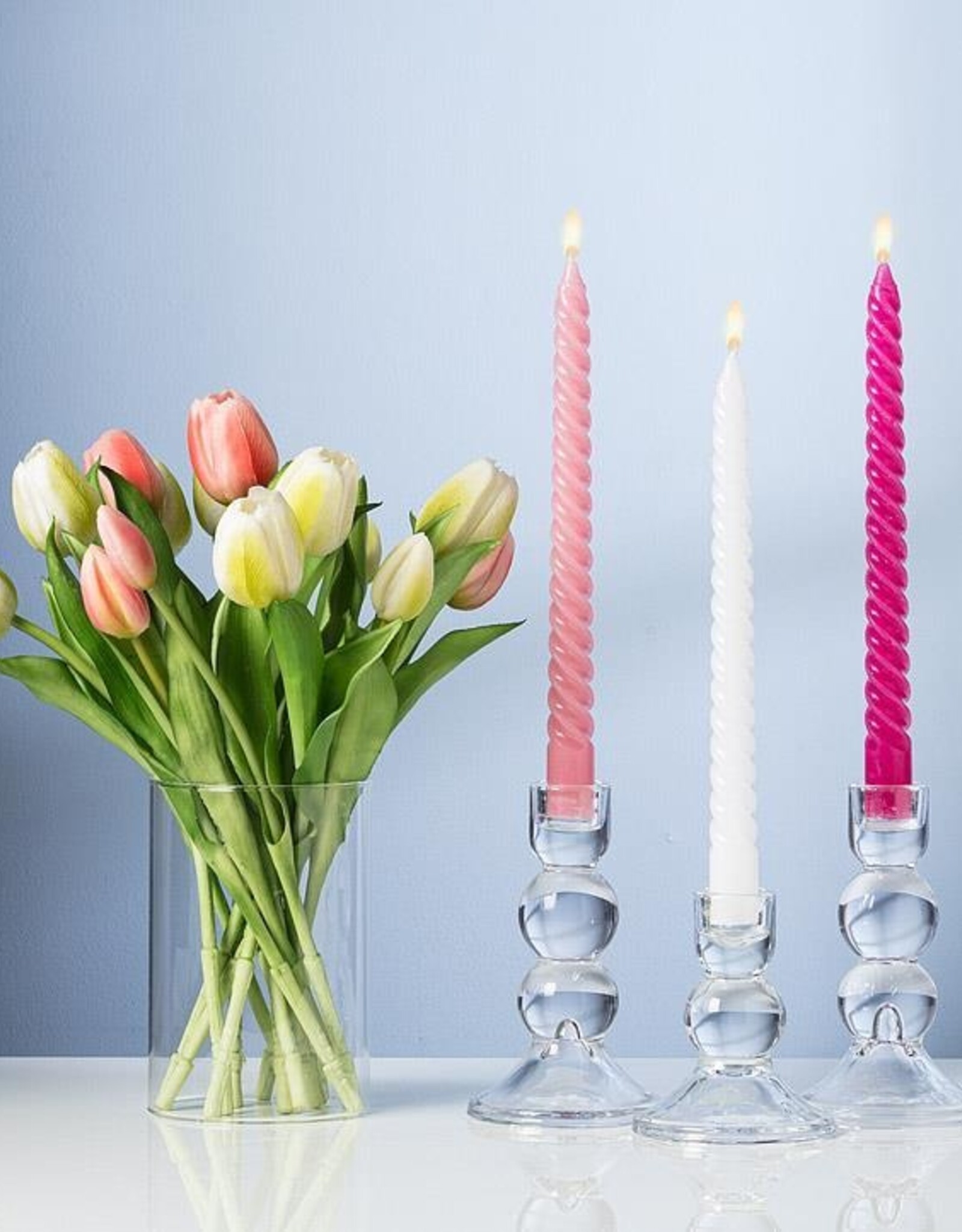 Spiral Taper Candle, Pink