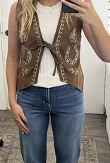 Blu Pepper Embroidered Front Tie Vest