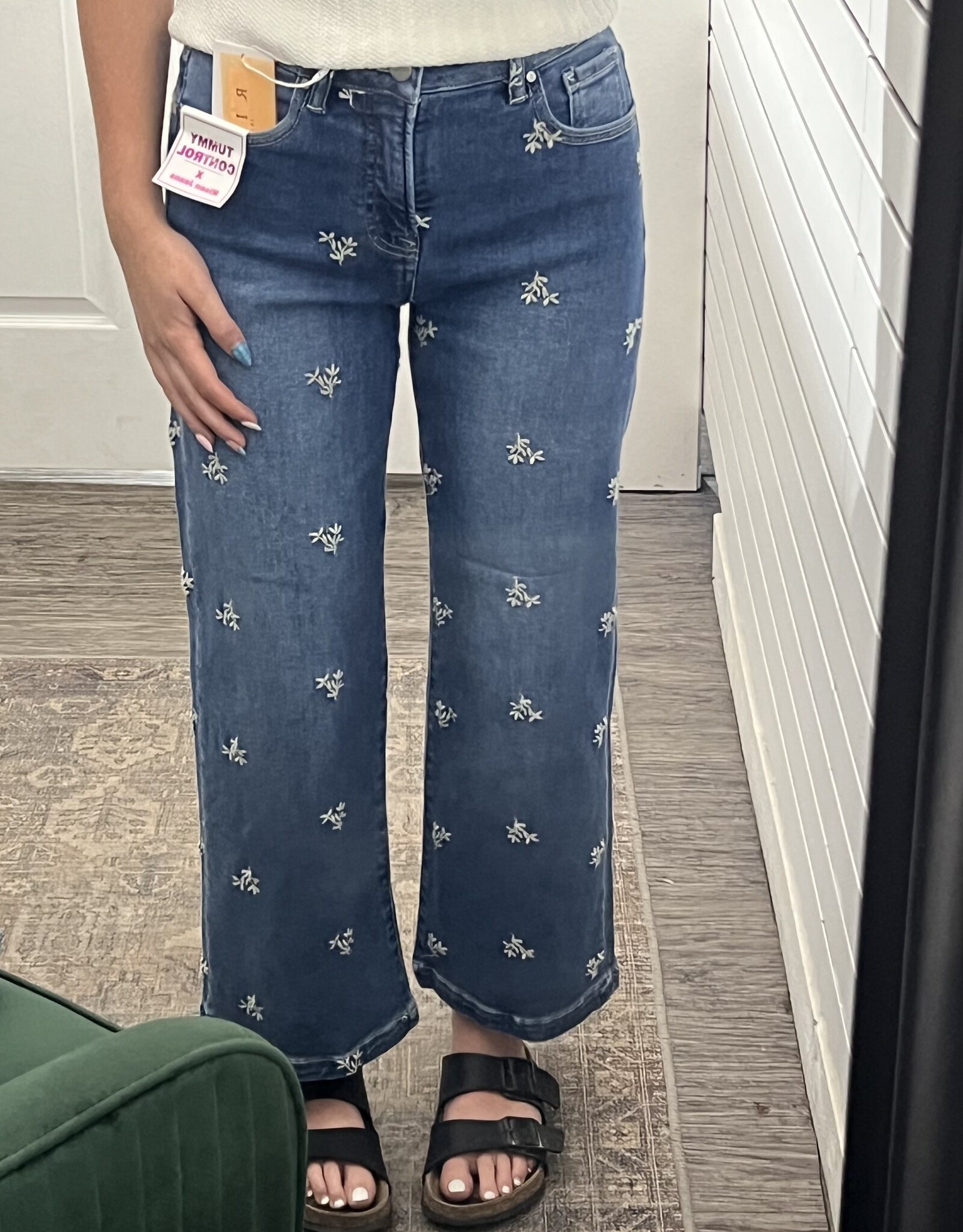 Risen Jeans Embroidered Tummy Control Jeans