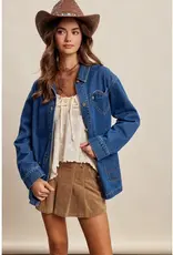 Listicle Heart Pocket Denim Jacket