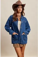 Listicle Heart Pocket Denim Jacket