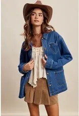 Listicle Heart Pocket Denim Jacket