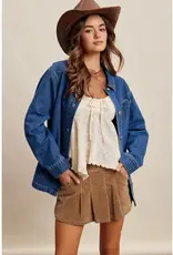 Listicle Heart Pocket Denim Jacket