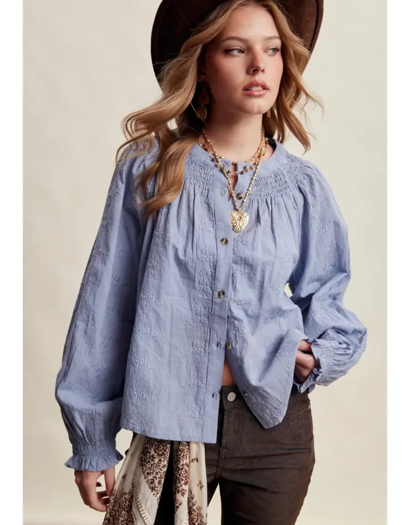 Listicle Floral Embroidered Blouse