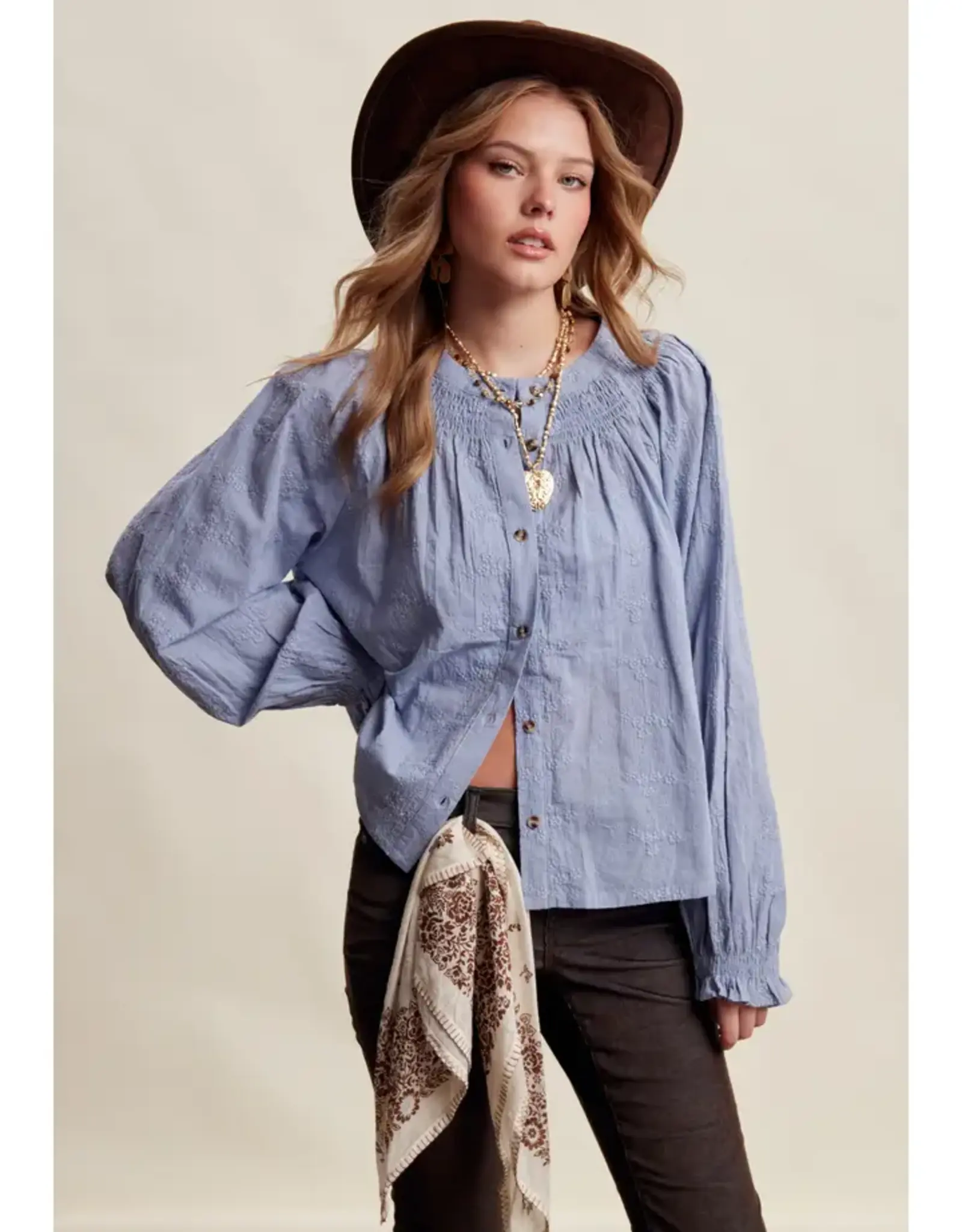 Listicle Floral Embroidered Blouse