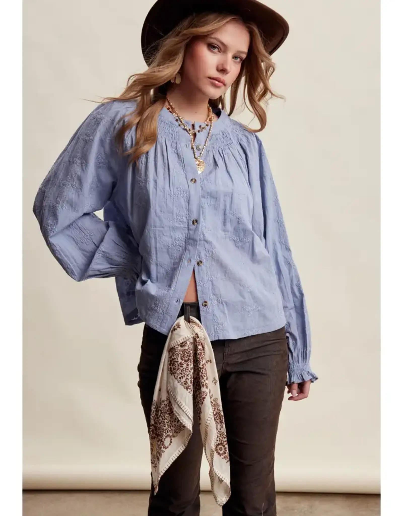 Listicle Floral Embroidered Blouse