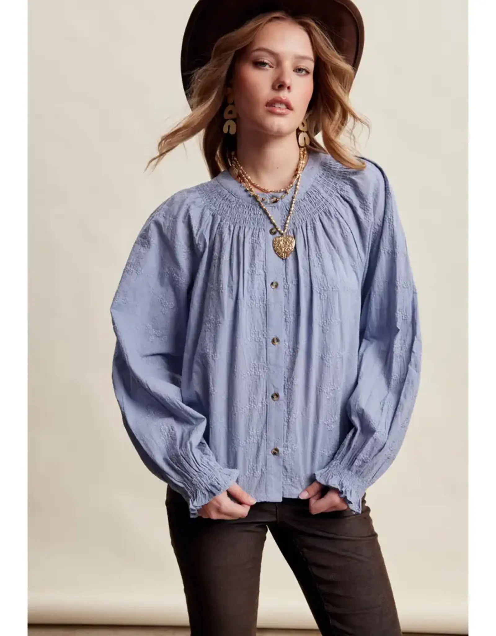 Listicle Floral Embroidered Blouse