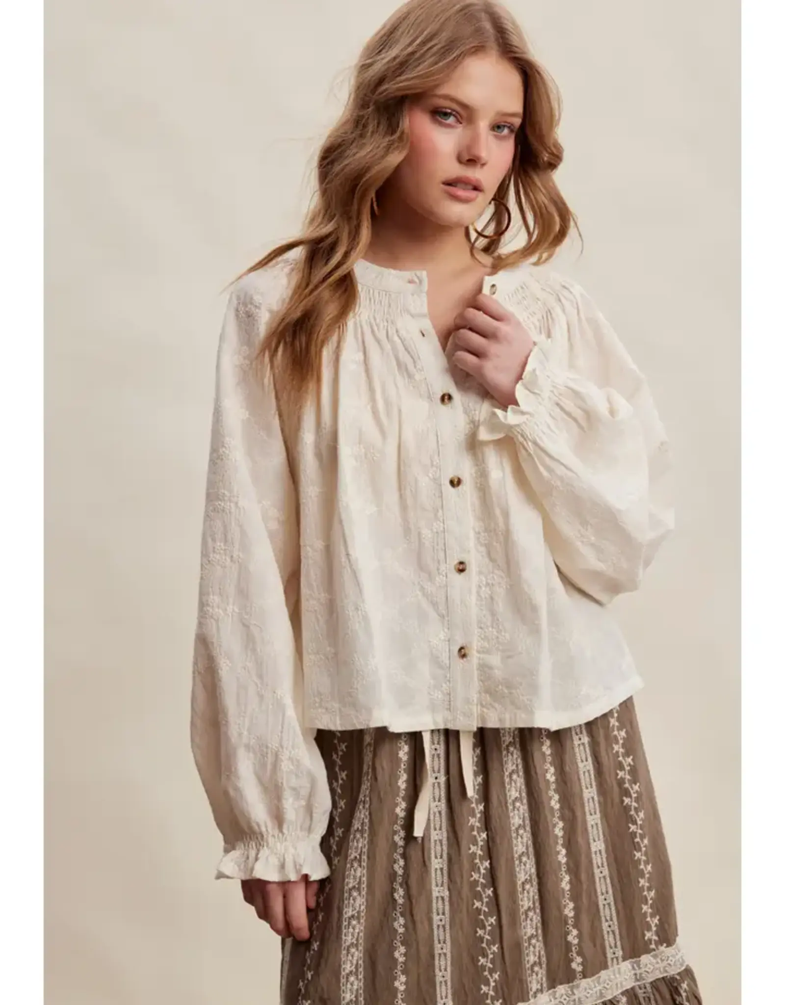 Listicle Floral Embroidered Blouse