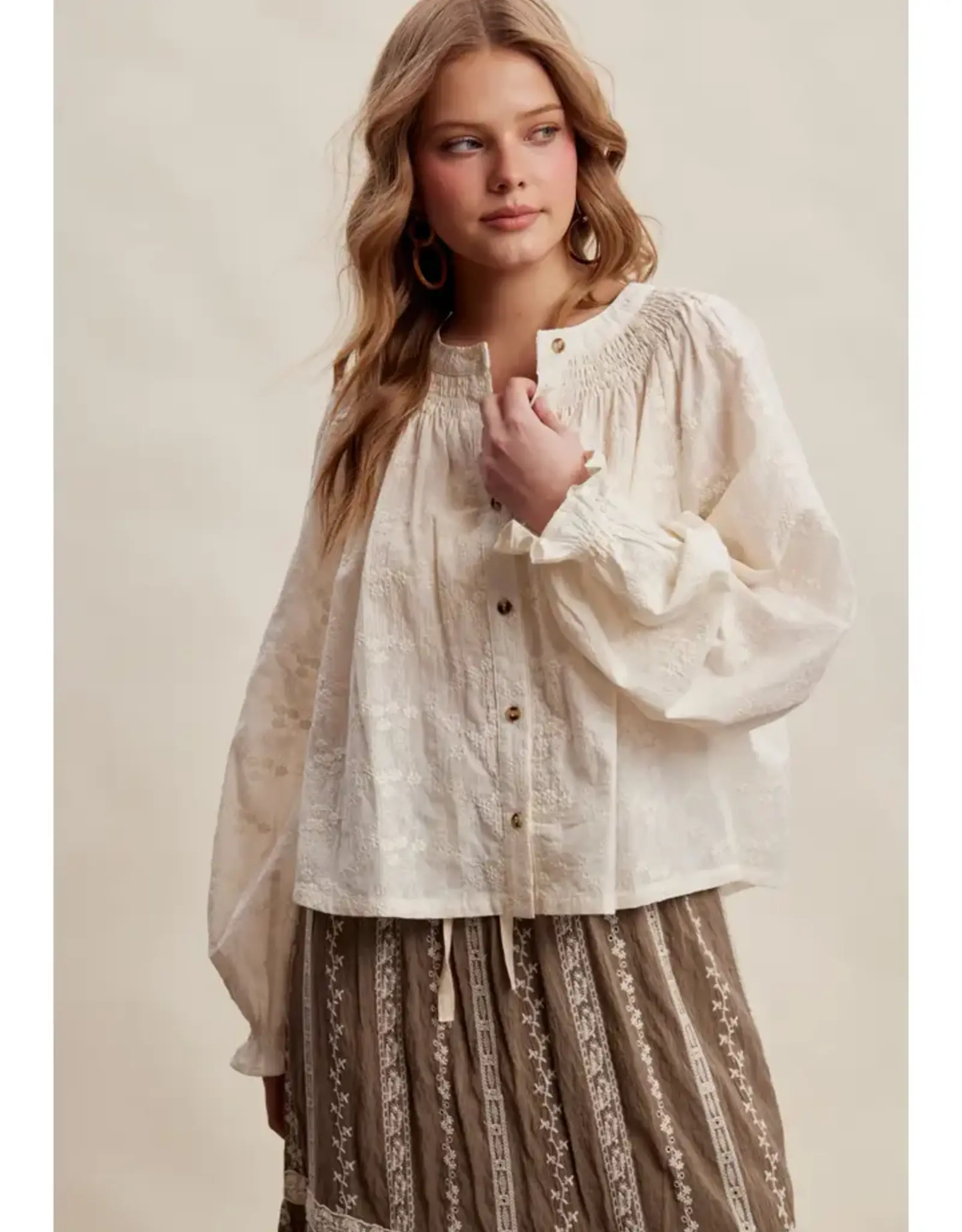 Listicle Floral Embroidered Blouse