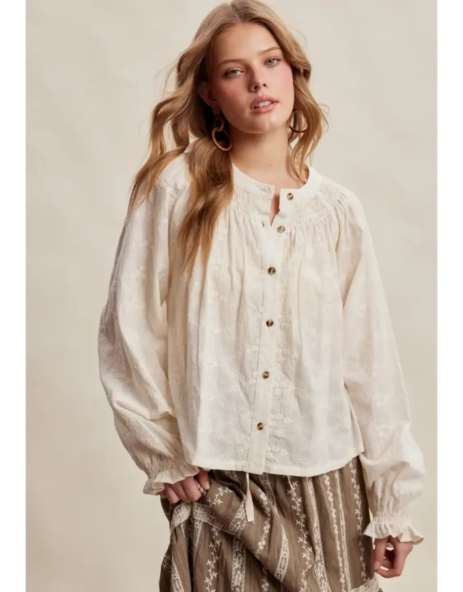 Listicle Floral Embroidered Blouse