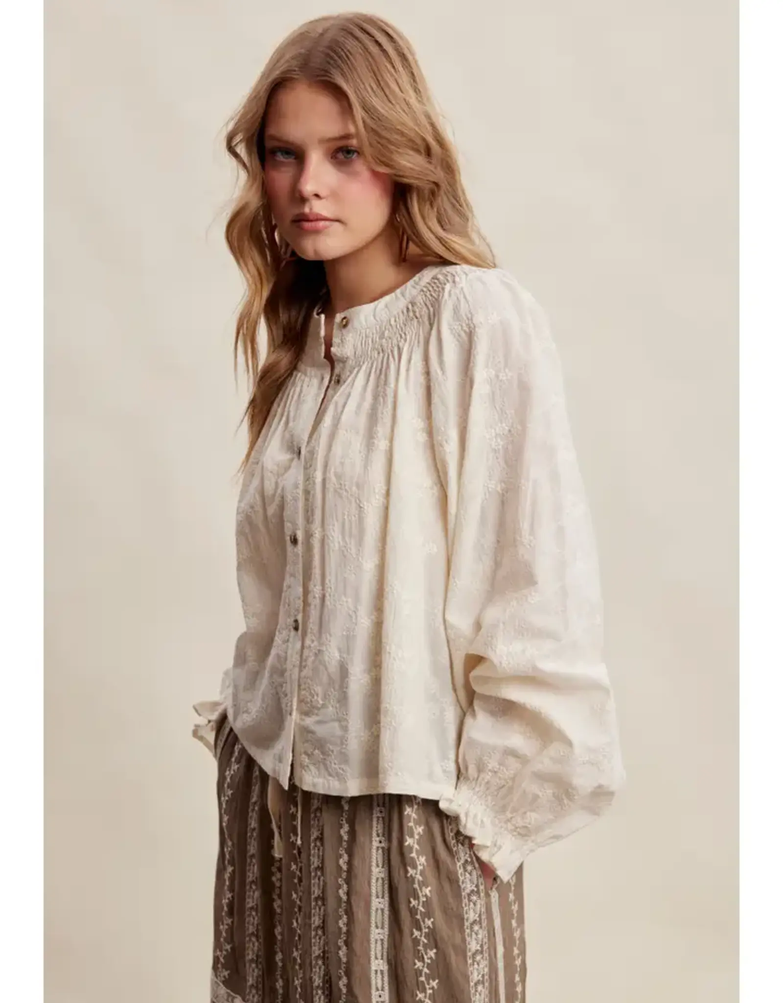 Listicle Floral Embroidered Blouse