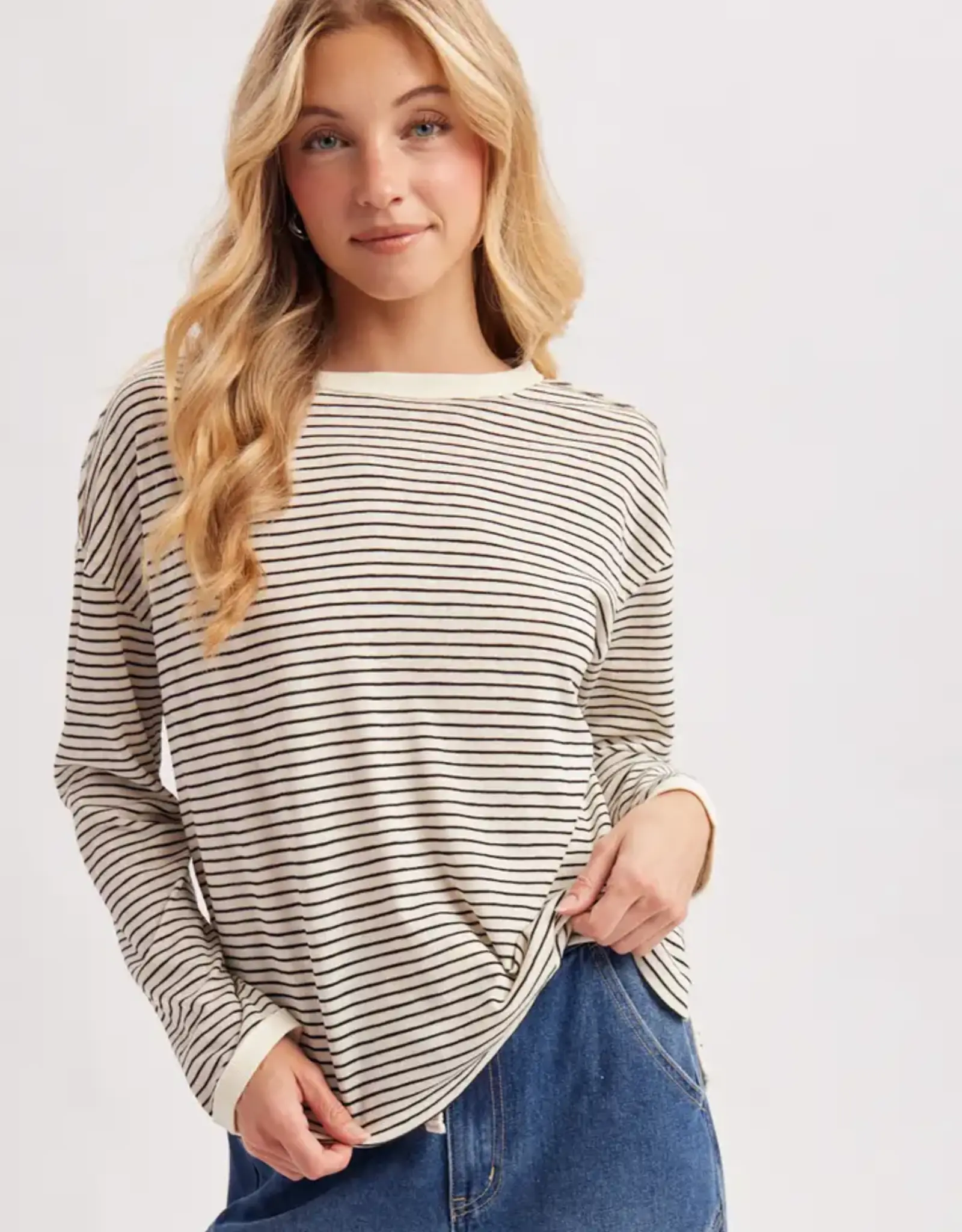 Boxy Striped Knit Long Sleeve