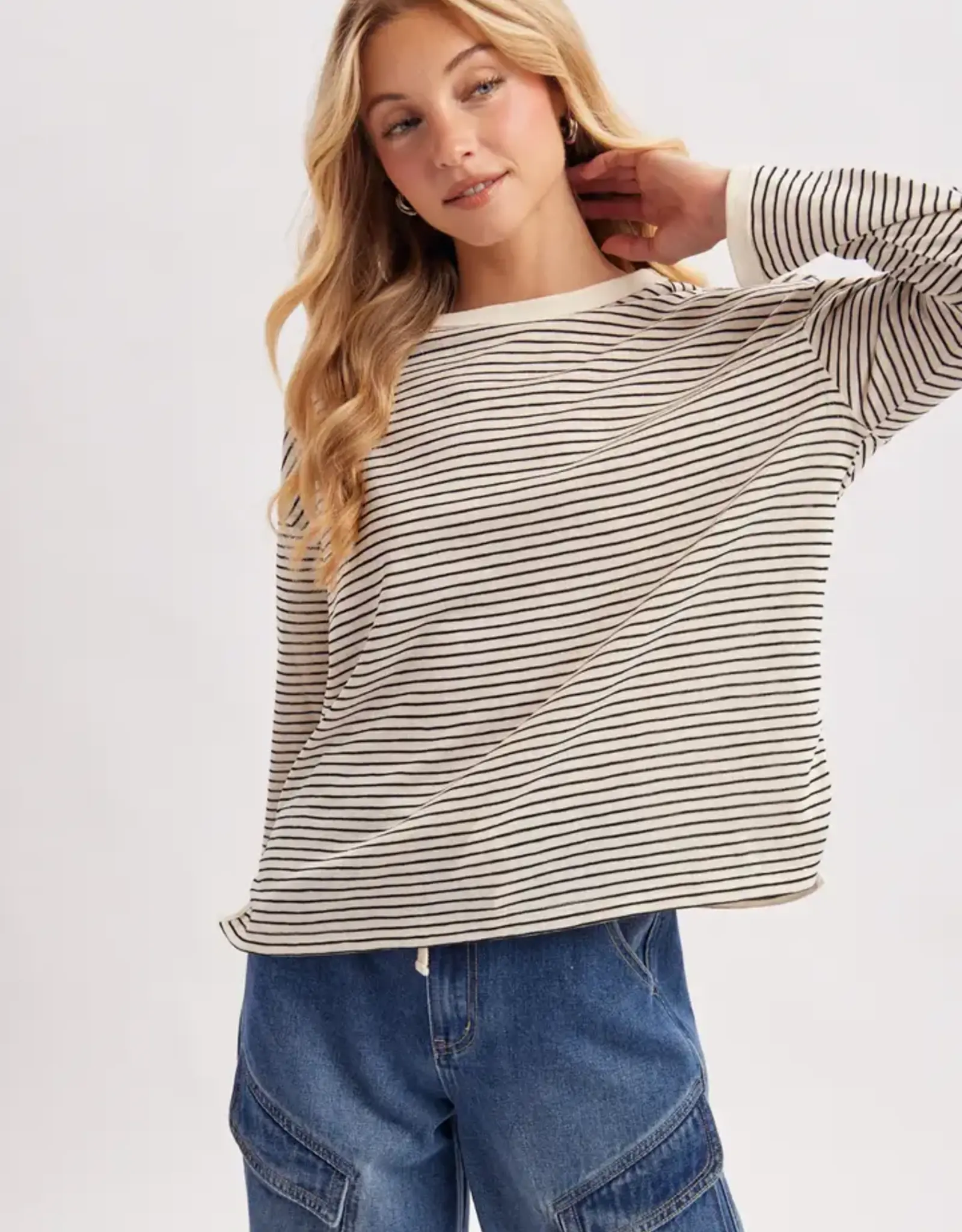 Boxy Striped Knit Long Sleeve