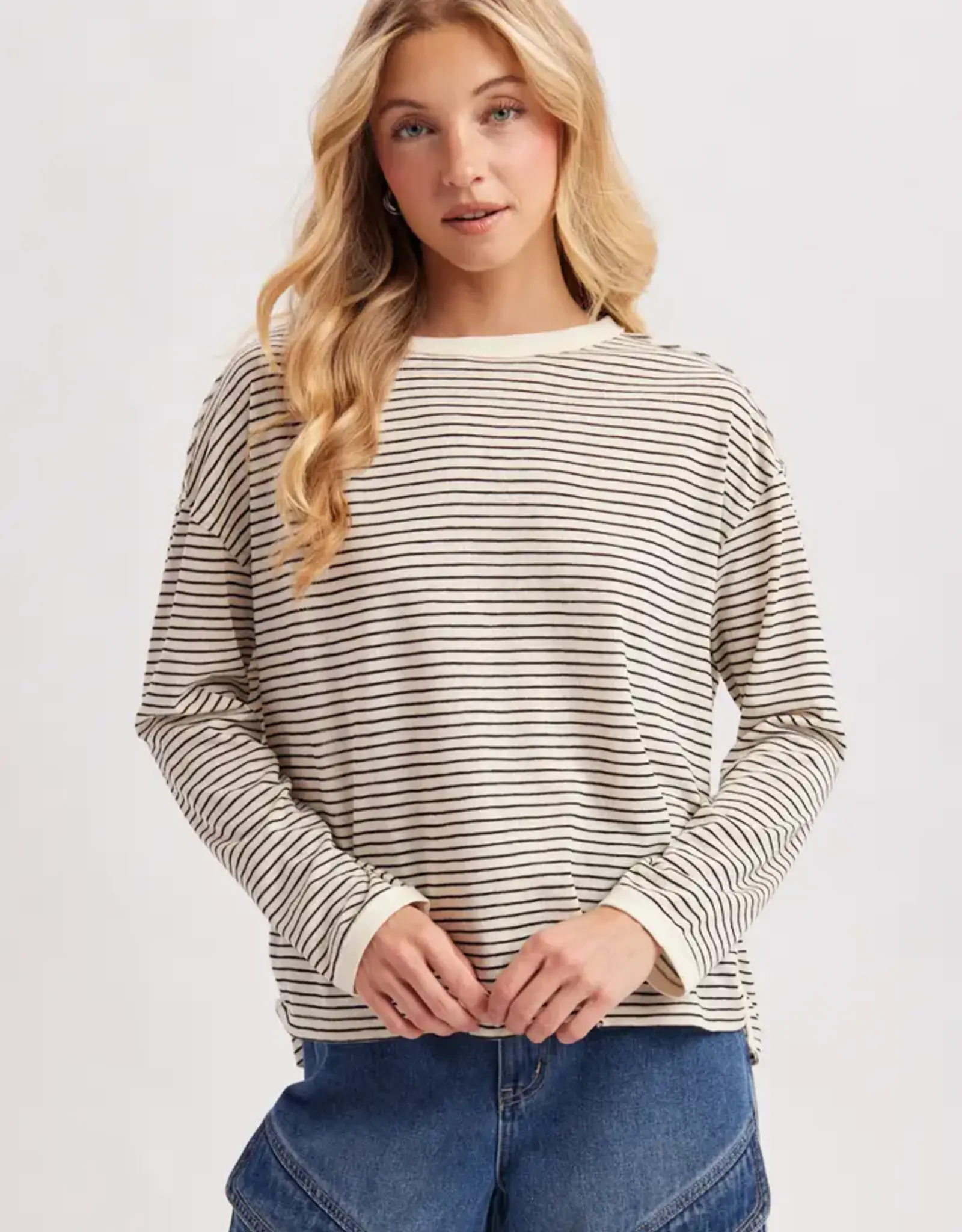 Boxy Striped Knit Long Sleeve